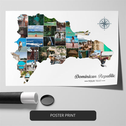 Map of Dominican Republic Collage: Vibrant Wall Art and Home Decor