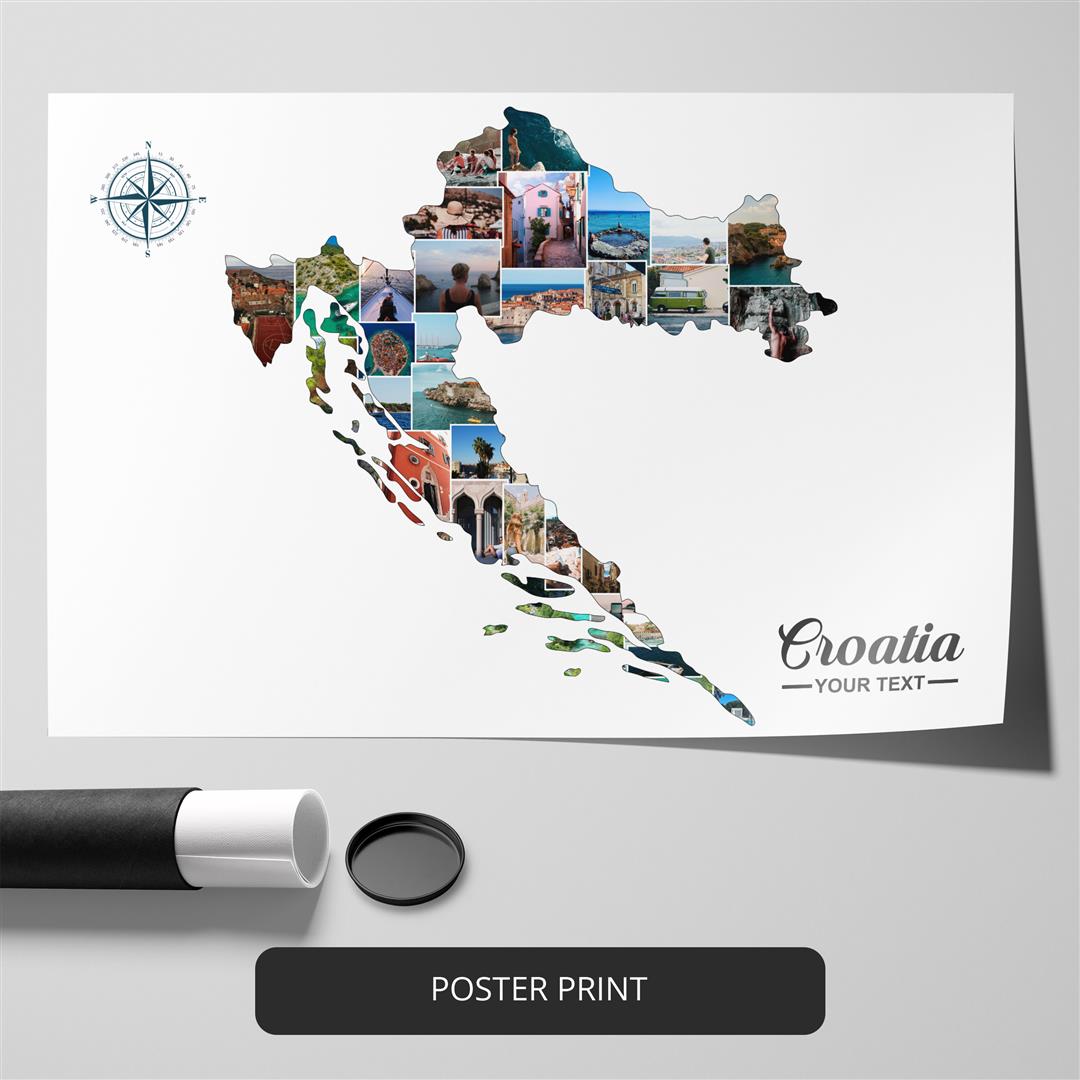 Map of Croatia: Capture Memories with this Personalized Photo Collage
