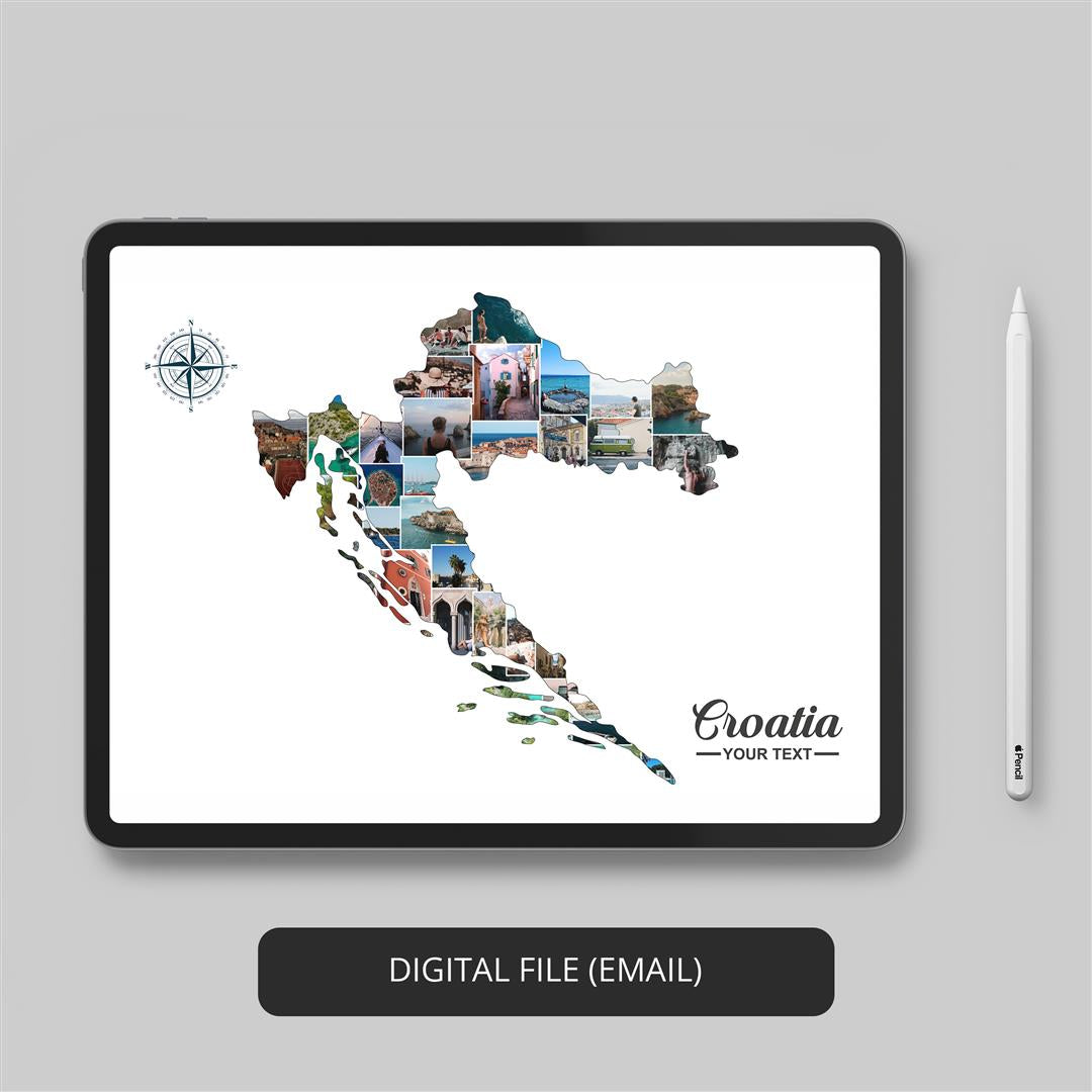 Croatia Print: Add Elegance to Your Space with this Personalized Photo Collage Inspired by Croatian Art Prints