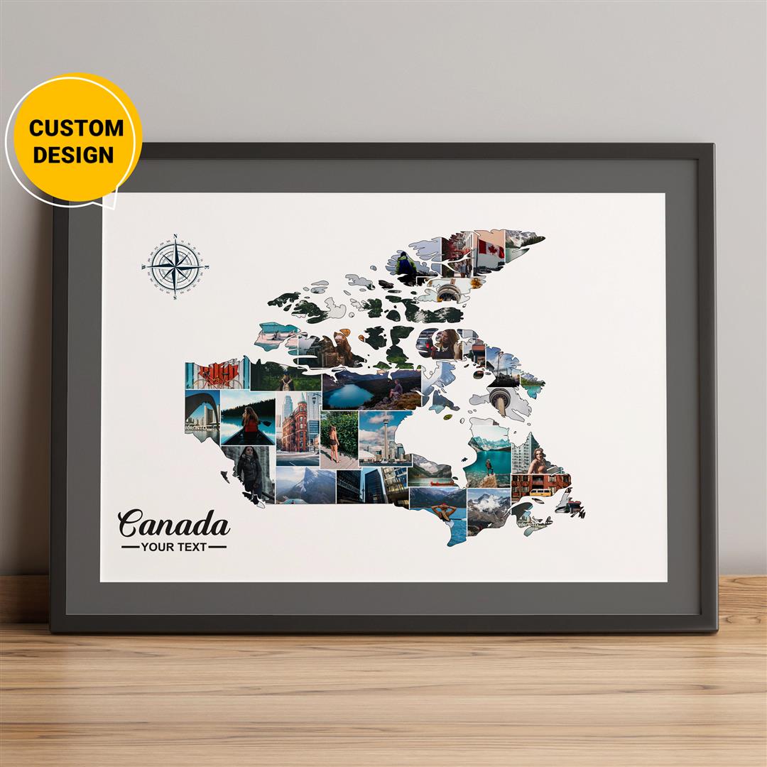 Personalized Canada Map Collage: Unique Home Decor Idea