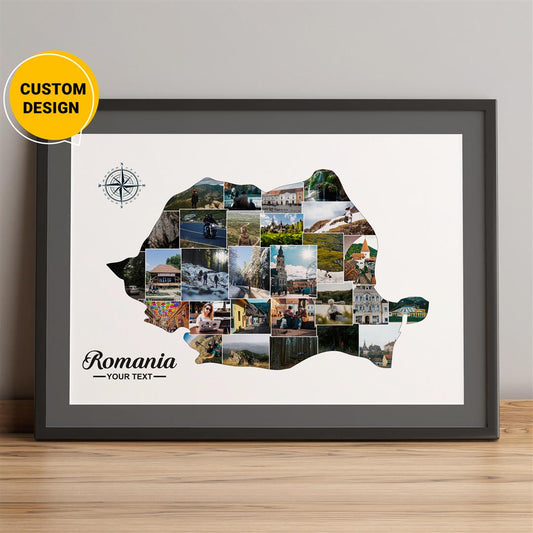 Personalized Romania Map Collage - Unique Gifts for Romania Enthusiasts