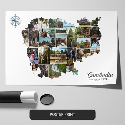 Map of Cambodia Collage - Customizable Cambodian Wall Art