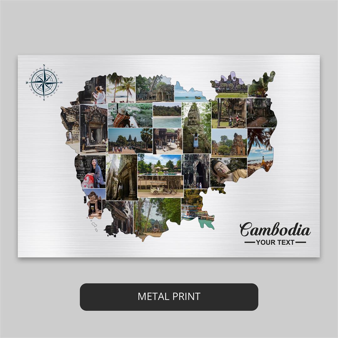 Cambodia Frame with Personalized Map Design - Ideal Home Decor