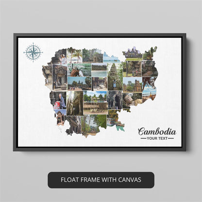 Cambodian Wall Art Featuring Cambodia Map - Perfect Gift