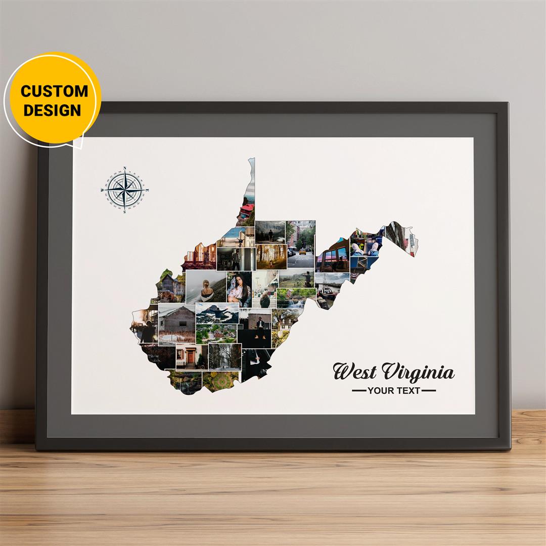 Custom Personalized Photo Collage - West Virginia Map Design