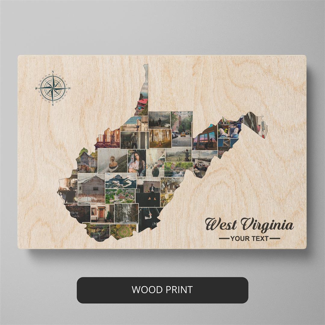 West Virginia Map USA - Personalized Photo Collage