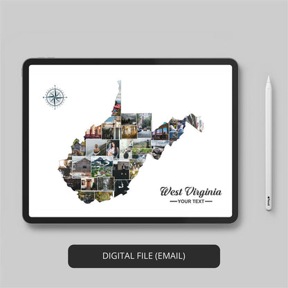 West Virginia Framed Prints - Customizable West Virginia Map Collage