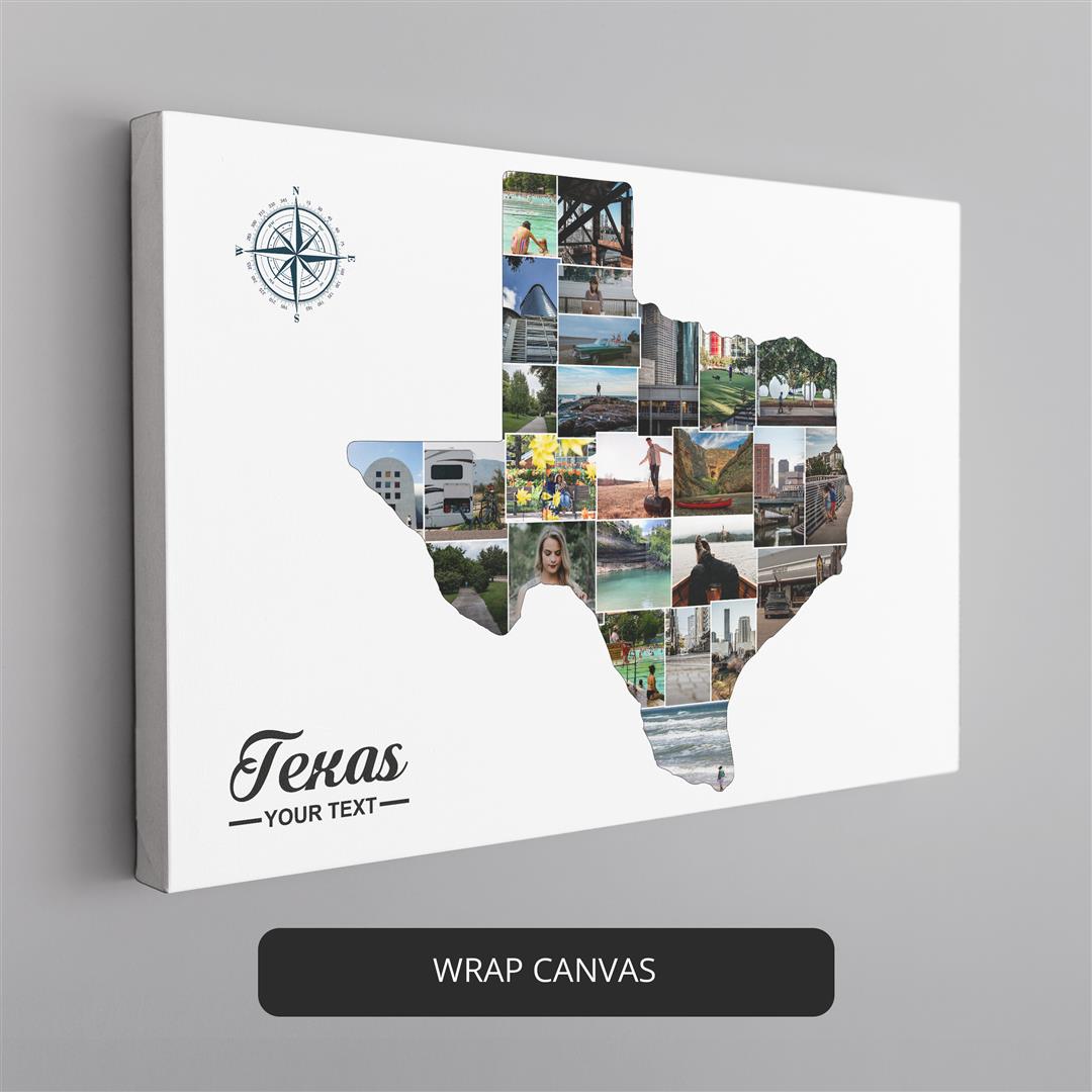 Texas Gift Ideas - Handcrafted Texas State Map Photo Collage