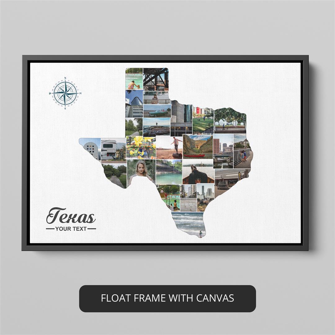 Texas Wall Decor - Vibrant Photo Collage Featuring the Texas Map