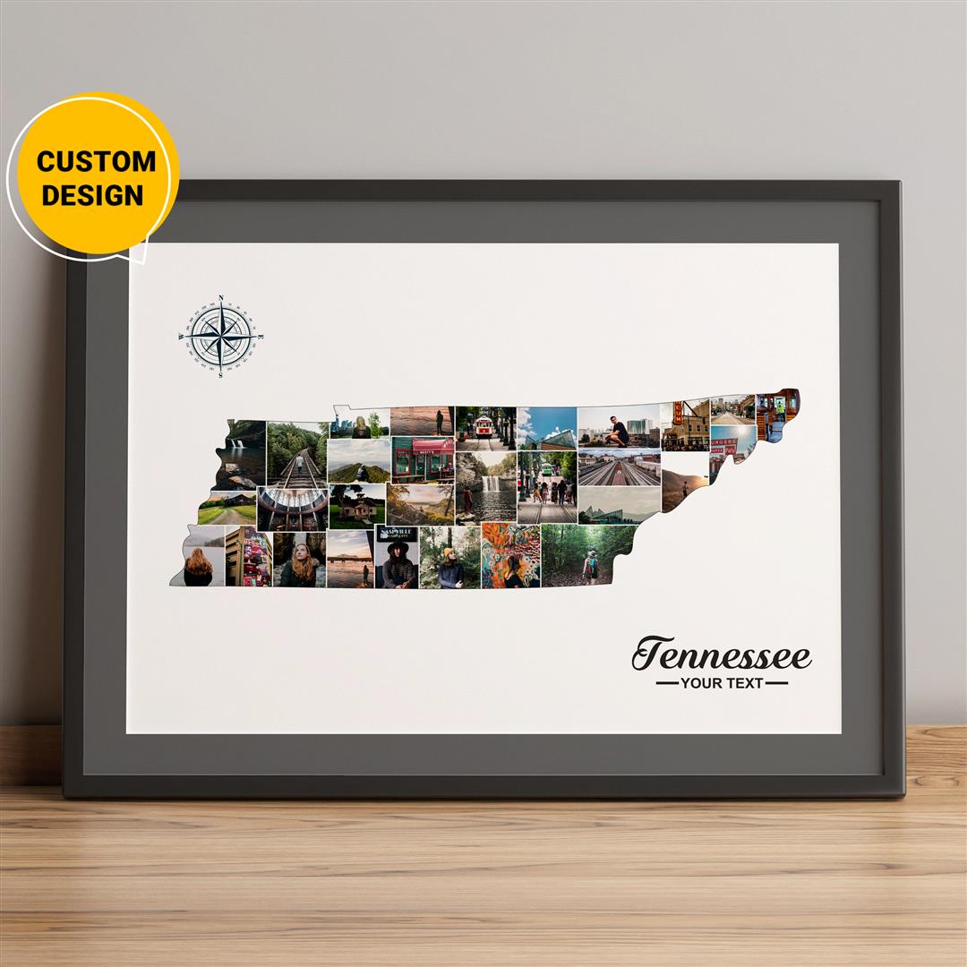 Personalized Photo Collage - Map of Tennessee Wall Art