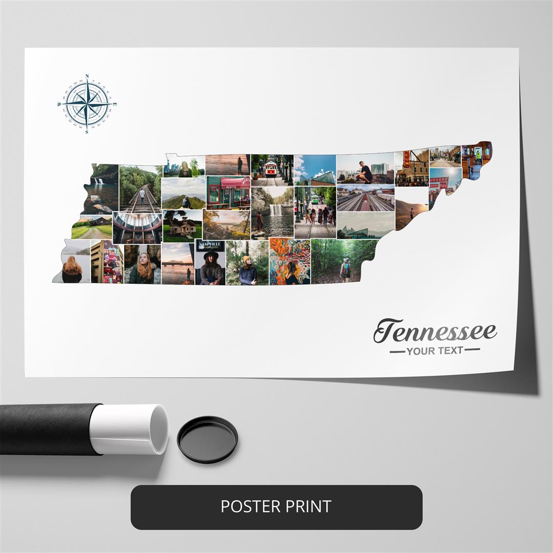 Custom Tennessee Map Collage - Unique Tennessee Decor