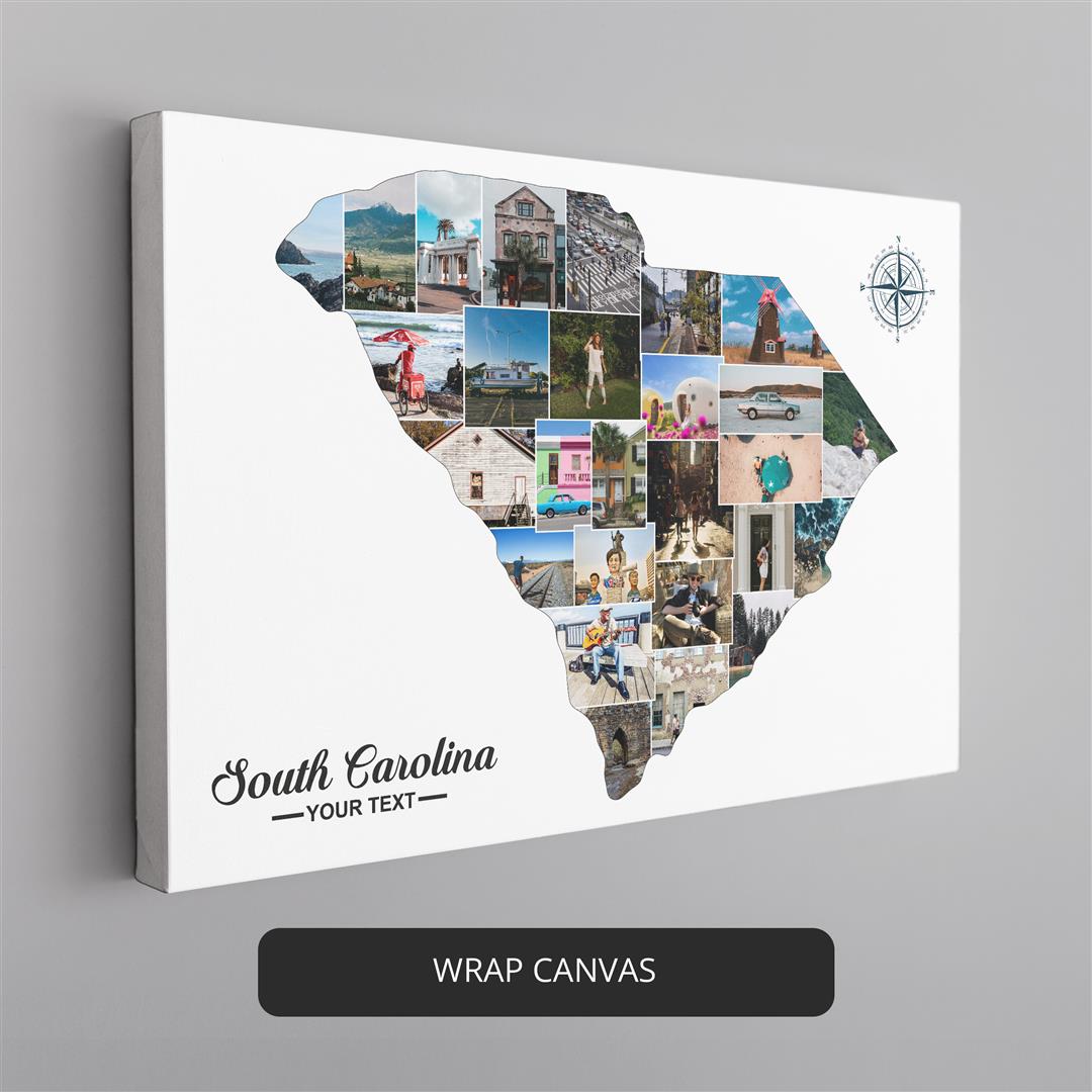 Personalized South Carolina State Map Photo Collage: Custom Gift Idea