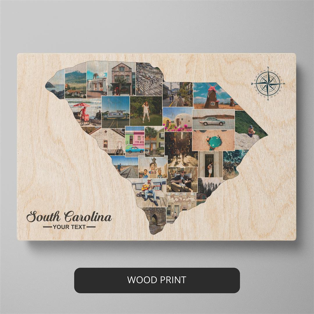 South Carolina Decor: Handcrafted Photo Collage with State Map