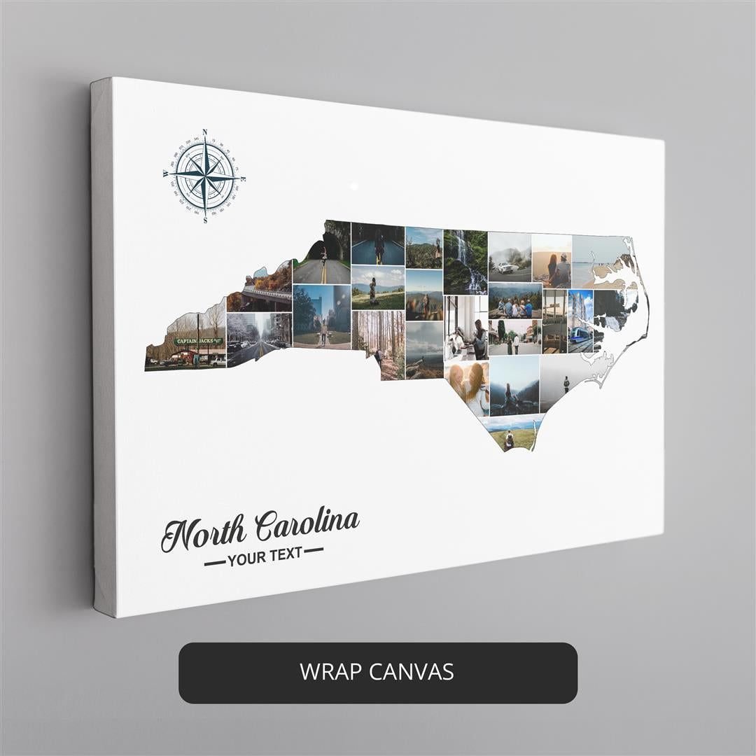 North Carolina Gifts - Personalized Photo Collage with Map Design