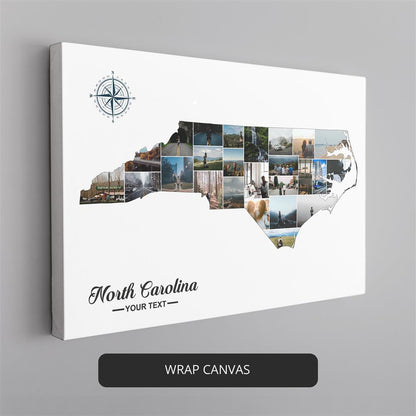 North Carolina Gifts - Personalized Photo Collage with Map Design