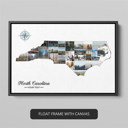 Unique North Carolina Gift Ideas - Personalized Photo Collage with State Map