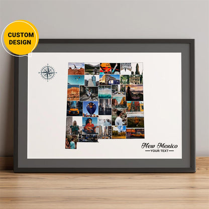 Personalized Photo Collage featuring a New Mexico Map - Unique New Mexico Gifts and Decor