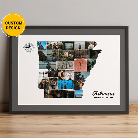 Customized Personalized Photo Collage: Arkansas Map-Inspired Design