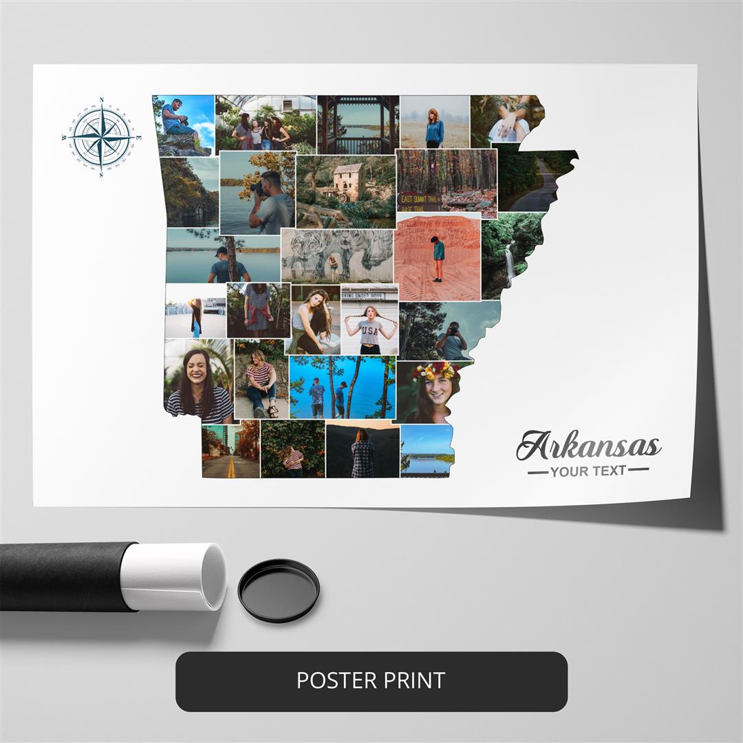 Map of Arkansas: Unique Personalized Photo Collage