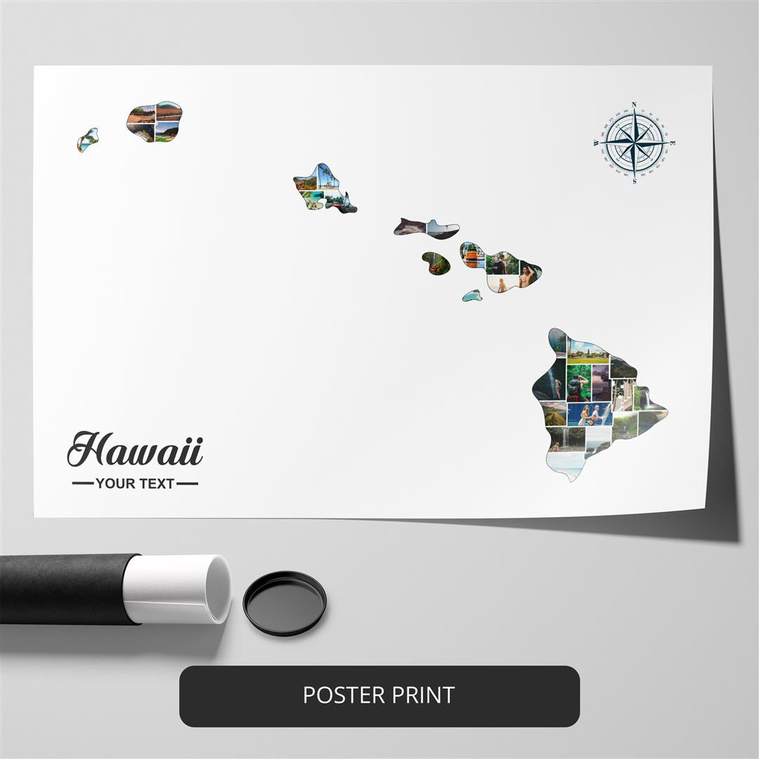 Unique Gifts for Hawaii Lovers: Customizable Hawaii Map Photo Collage