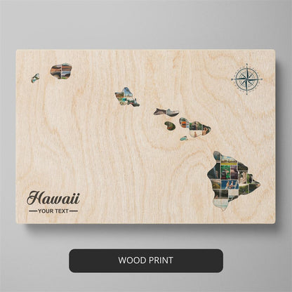 Hawaiian Themed Art: Custom Photo Collage with Hawaii Map