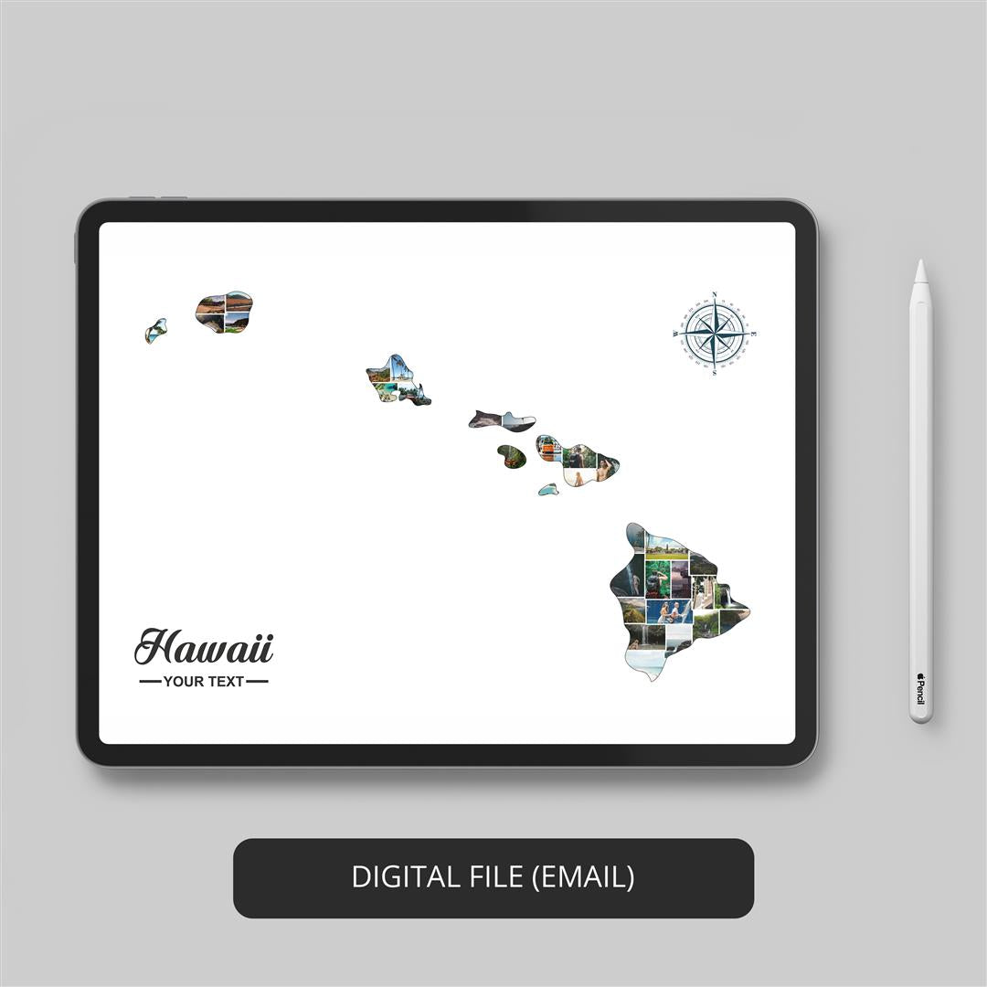 Showcase Your Love for Hawaii: Personalized Photo Collage with Hawaiian Art