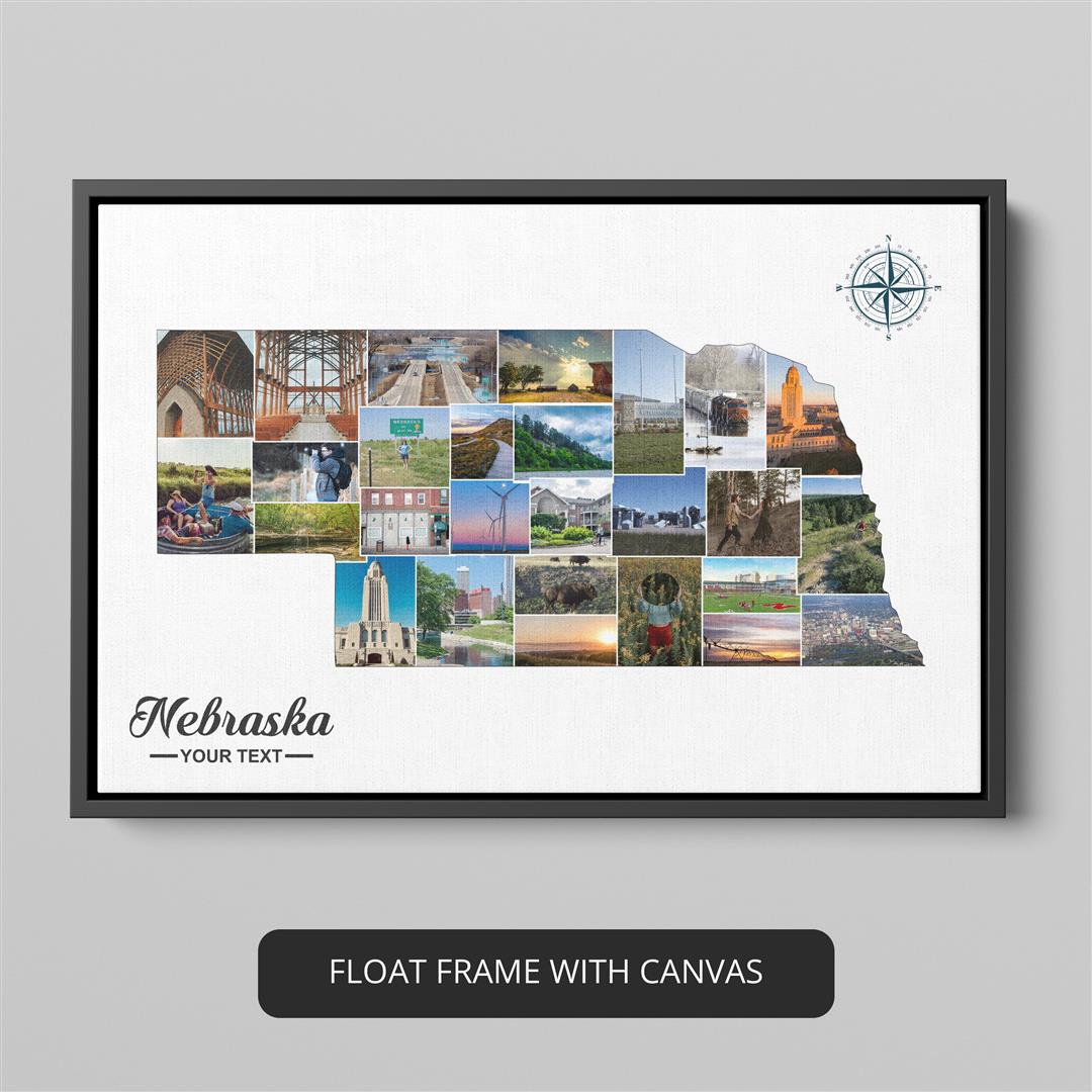 Nebraska-Themed Photo Collage: Unique Gift Idea for Nebraska Art Lovers