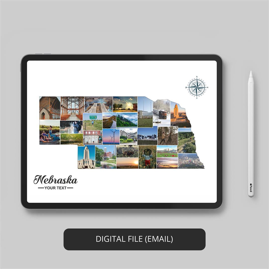 Customizable Nebraska Print: Personalized Collage for Nebraska Themed Gifts