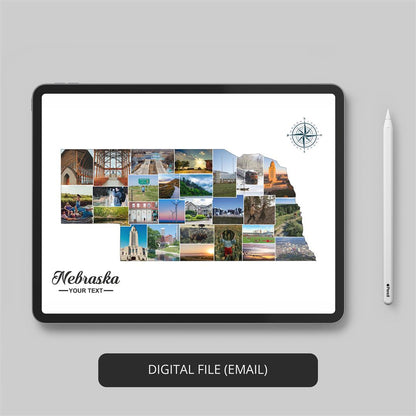 Customizable Nebraska Print: Personalized Collage for Nebraska Themed Gifts
