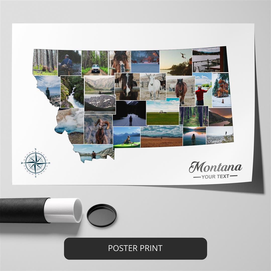 Map of Montana USA: Customizable Montana Themed Gifts