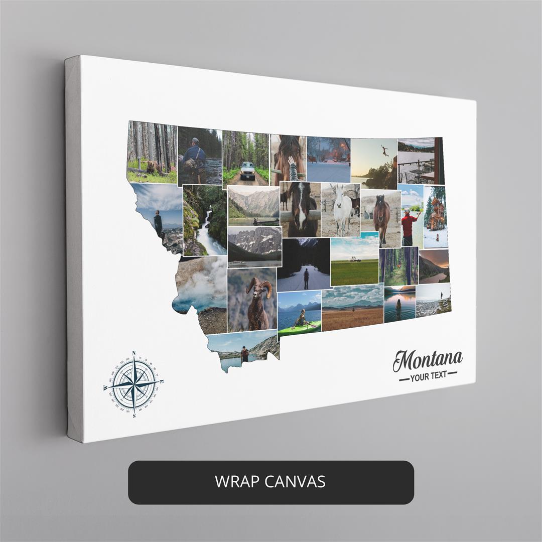 Best Montana Gifts: Personalized Photo Collage with Montana Artwork