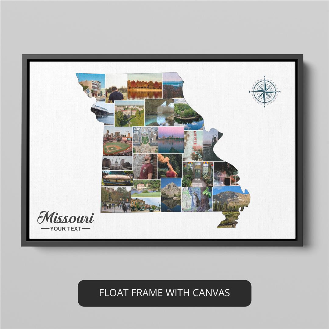 Unique Missouri Gifts: Handcrafted Photo Collage - Map of Missouri