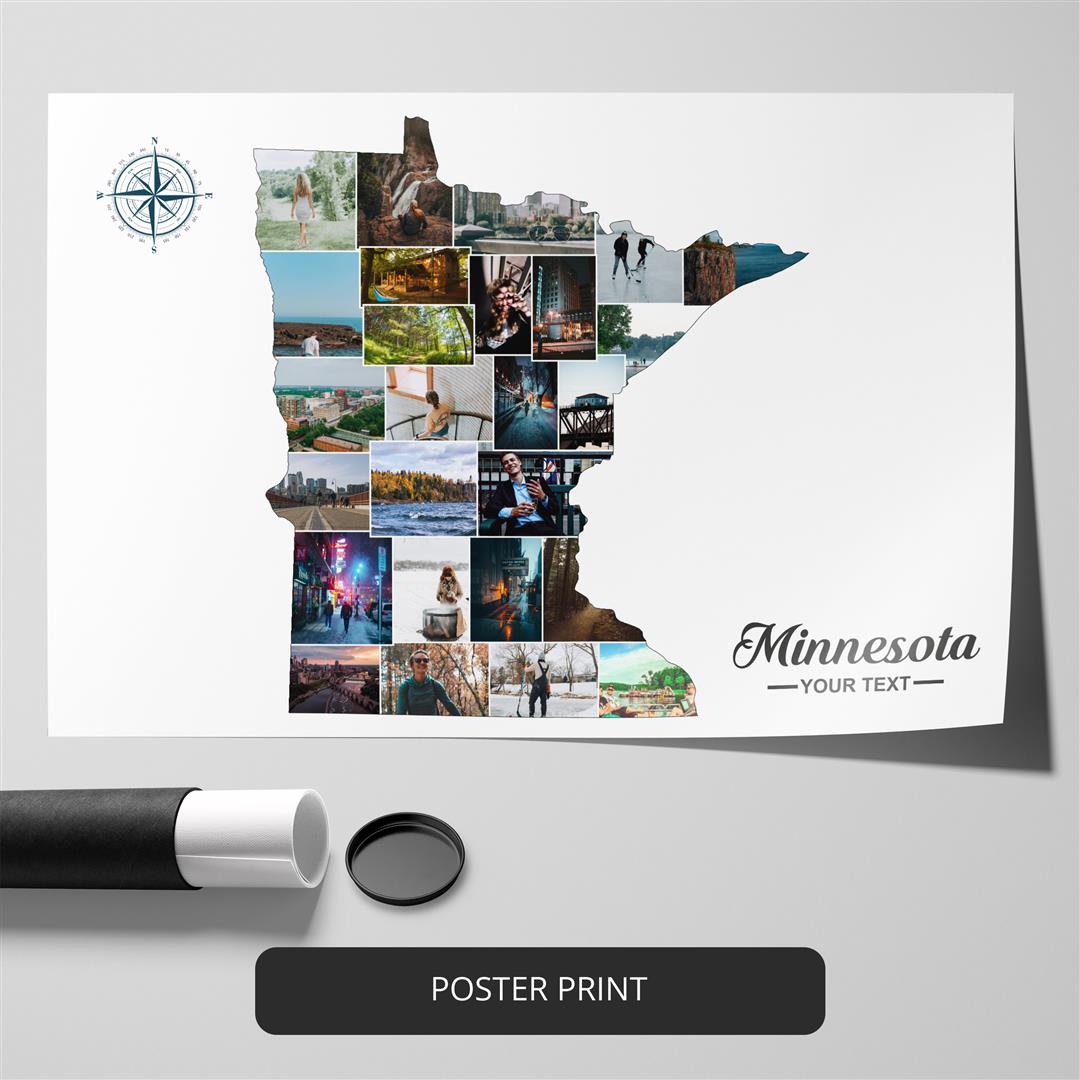 Custom Minnesota Map Collage - Perfect Minnesota Gift Idea