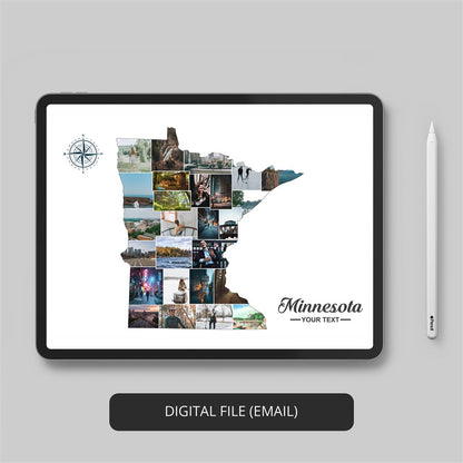 Capture Minnesota's Beauty - Custom Photo Collage with Minnesota Map