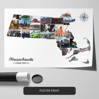 Massachusetts Map Photo Collage - Customized Massachusetts Decor for Your Home
