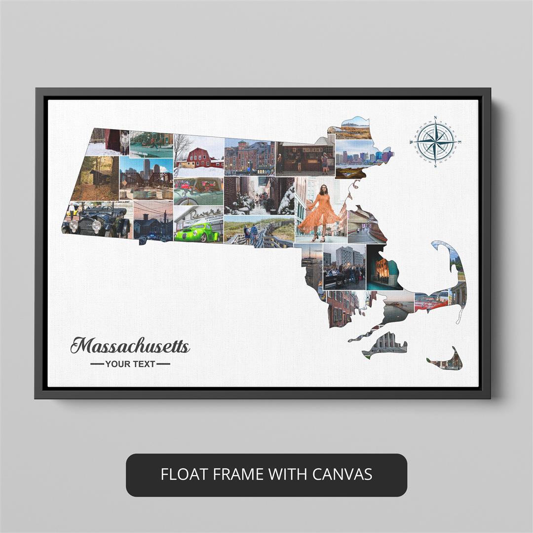 Unique Massachusetts Wall Decor - Personalized Photo Collage with Massachusetts Pictures