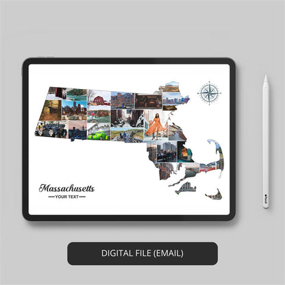 Customized Massachusetts Art - Photo Collage with a Map of Massachusetts