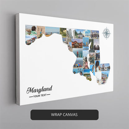 Maryland Themed Gifts: Personalized Photo Collage with Maryland Map