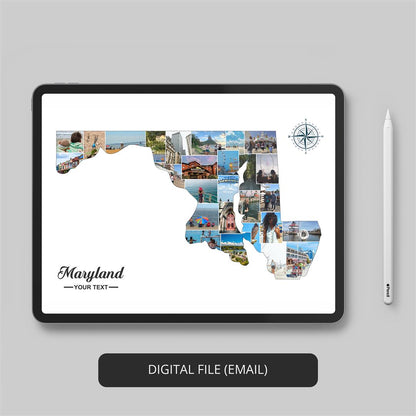 Decorate Your Space with Maryland Art: Customizable Maryland Map Collage