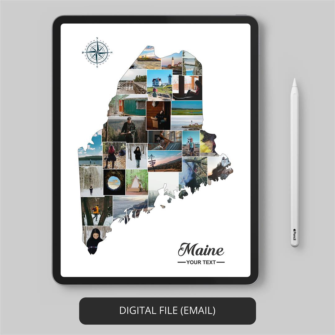 Enhance your walls with Maine wall art - personalized photo collage featuring Maine's captivating landscapes
