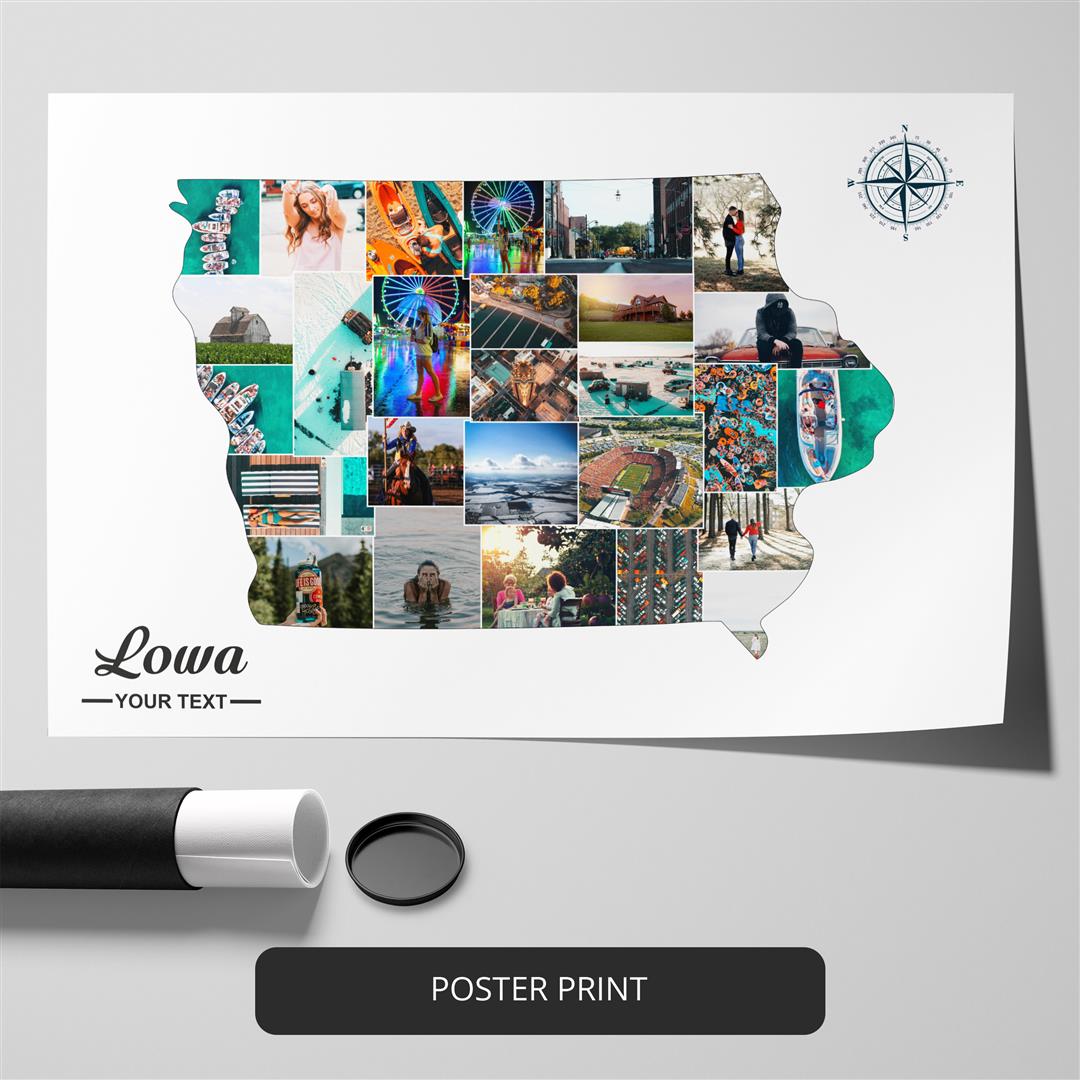 Iowa City Map in Stunning Personalized Photo Collage