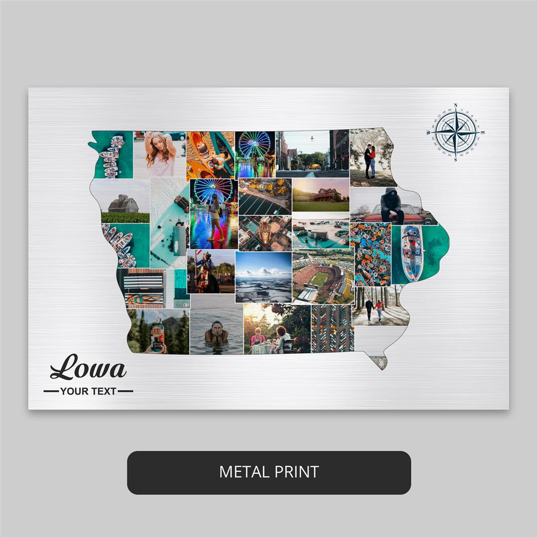 Iowa State Wall Decor: Customized Photo Collage with Iowa Map