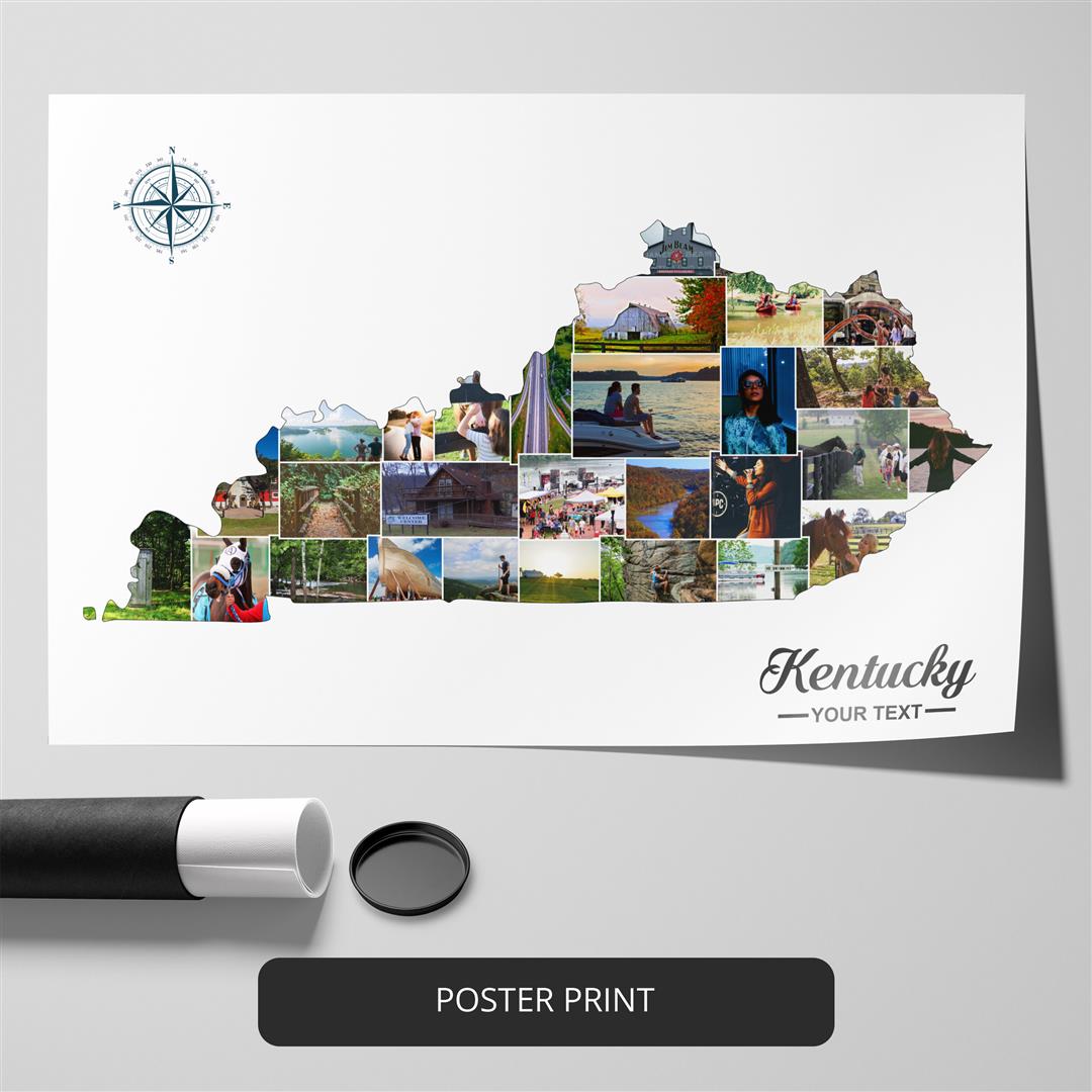 Kentucky Map Photo Collage - Customizable Kentucky Wall Art