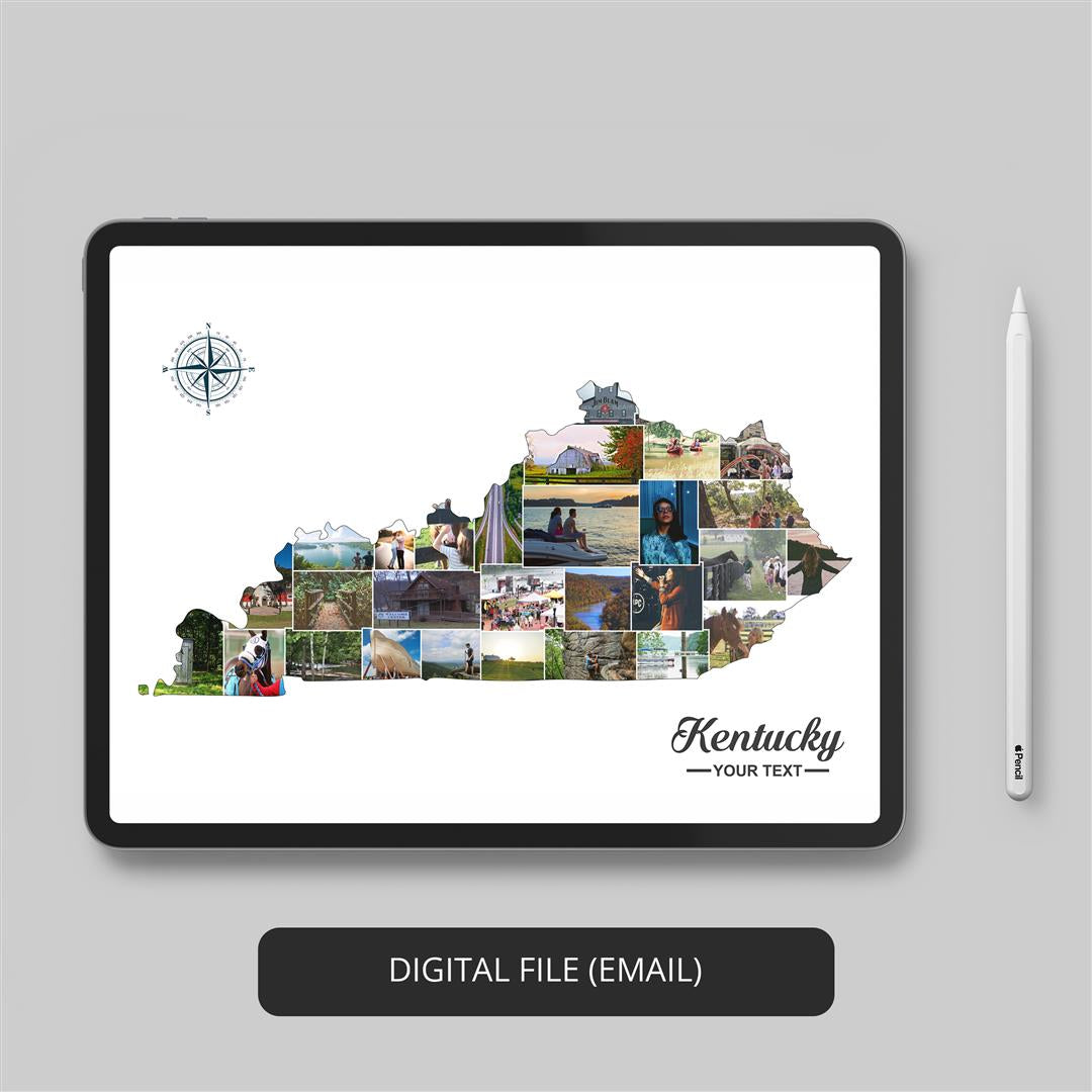 Kentucky Wall Art - Handcrafted Photo Collage Featuring Kentucky Map