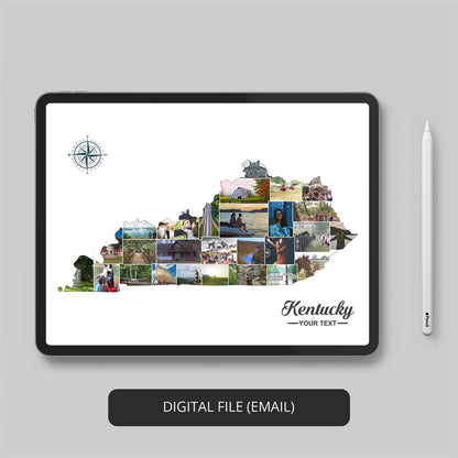 Kentucky Wall Art - Handcrafted Photo Collage Featuring Kentucky Map