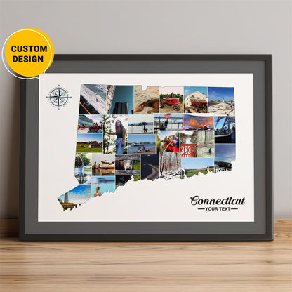 Customizable Connecticut Map Personalized Photo Collage