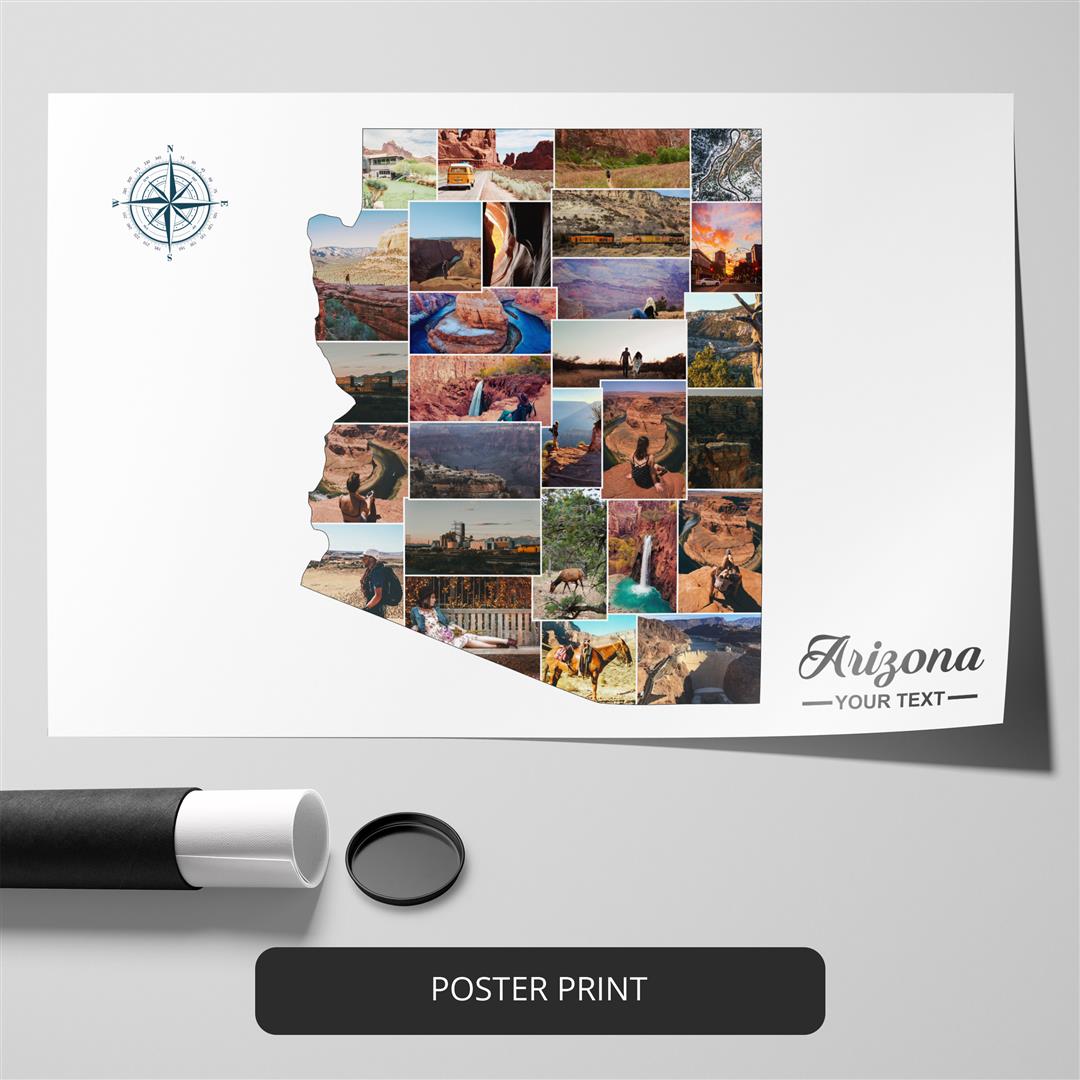 Map of Arizona in a Stunning Personalized Photo Collage - Perfect Arizona Gift Ideas