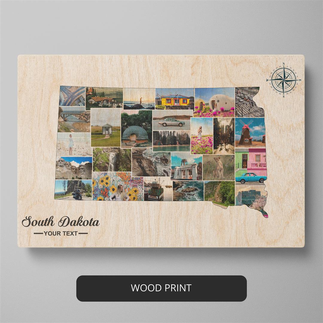 Customizable Photo Collage with South Dakota Map - Memorable South Dakota Gift
