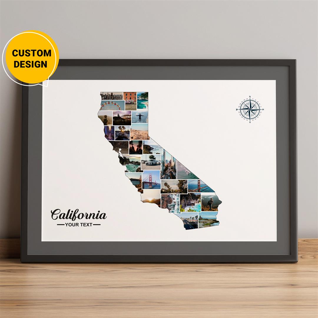 California Map Personalized Photo Collage - Unique California Gifts
