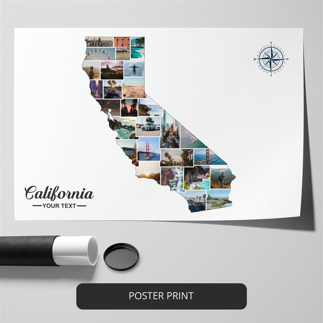 Map of California Collage - California Gift Ideas